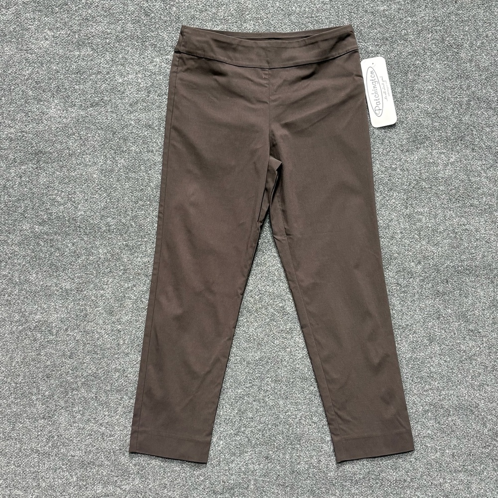 Patchington Pants Womens 12 Brown Ponte Pull On Straight Leg Dress Trousers